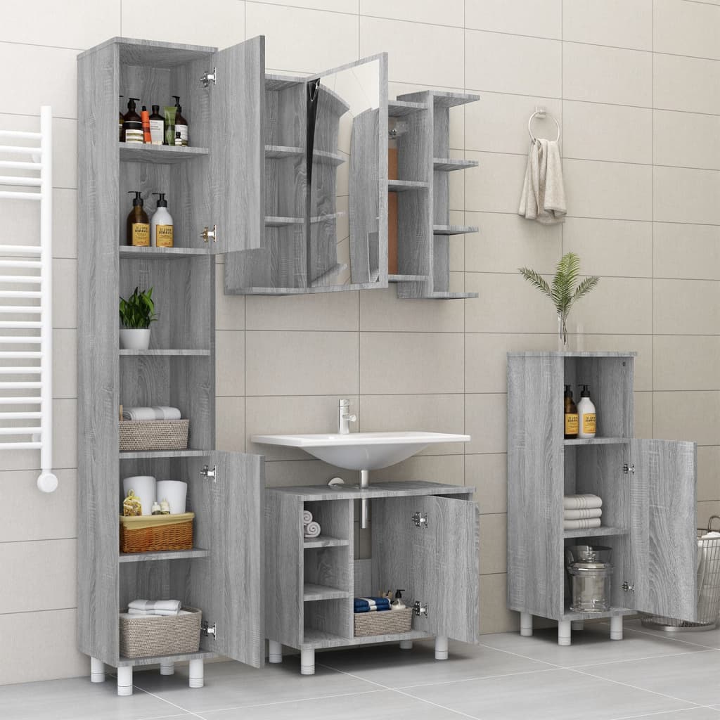 Bathroom Mirror Cabinet Grey Sonoma 80x20.5x64cm Engineered Wood