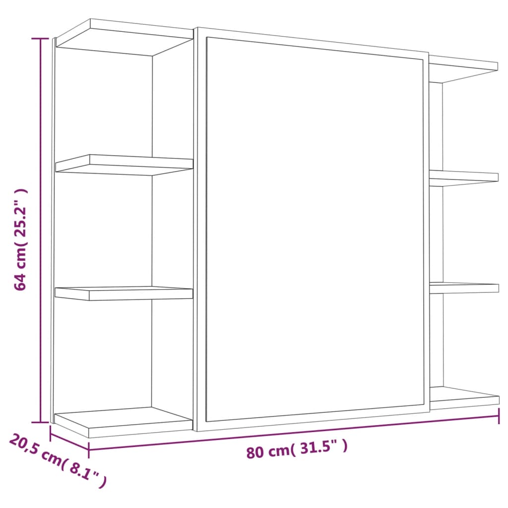 Bathroom Mirror Cabinet Grey Sonoma 80x20.5x64cm Engineered Wood