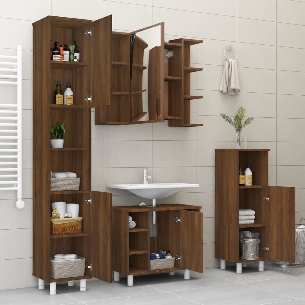 Bathroom Mirror Cabinet Brown Oak 80x20.5x64 cm Engineered Wood - Bend