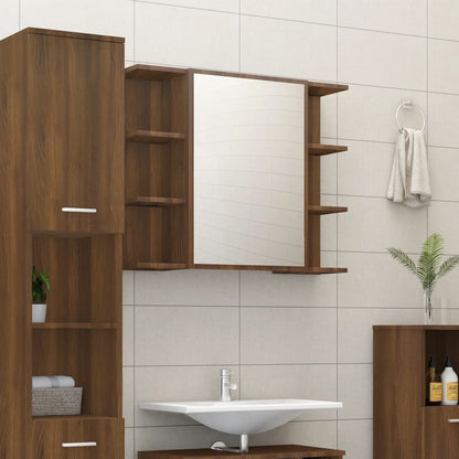 Bathroom Mirror Cabinet Brown Oak 80x20.5x64 cm Engineered Wood - Bend