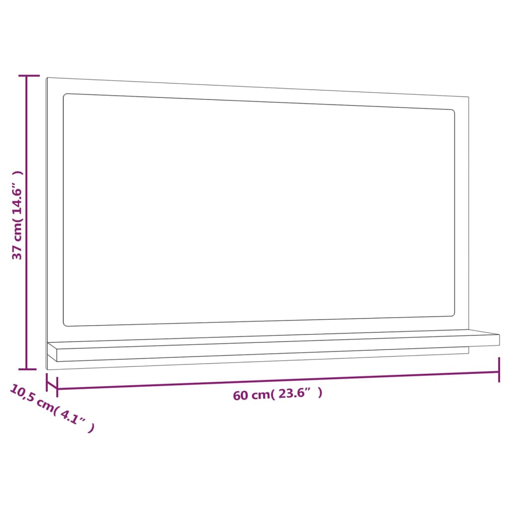 Bathroom Mirror Engineered Wood in Various Colors and Sizes