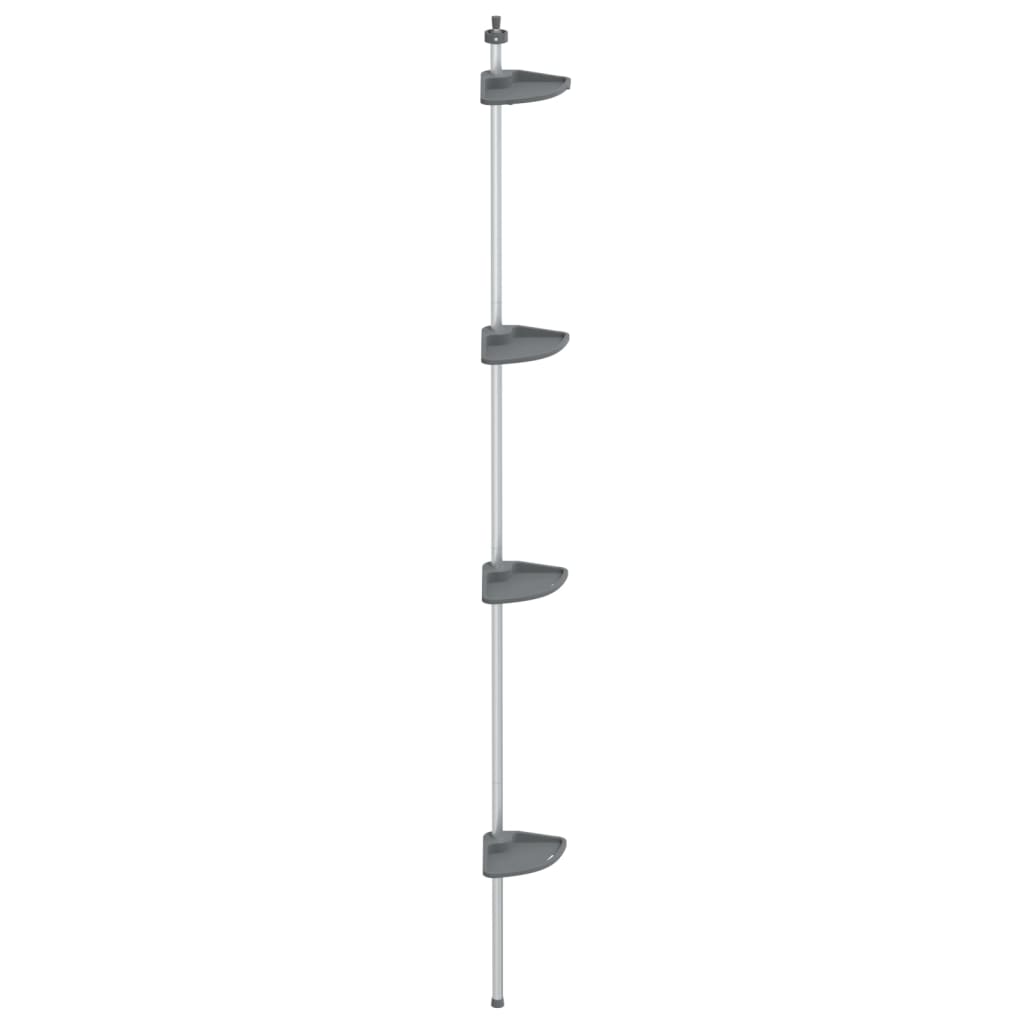 4-Tier Telescopic Shower Corner Shelf Silver Aluminium