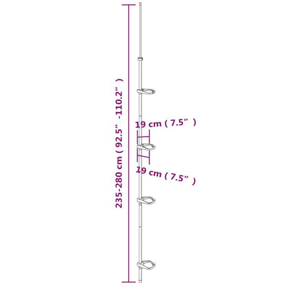 4-Tier Telescopic Shower Corner Shelf Silver Aluminium