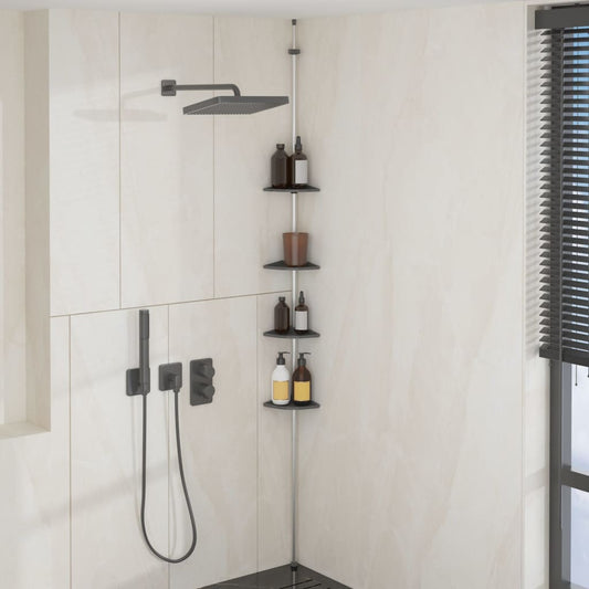 4-Tier Telescopic Shower Corner Shelf Silver Aluminium