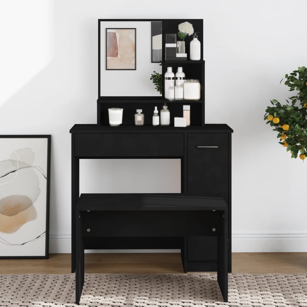 Dressing Table with Mirror Black 86.5x35x136 cm - Bend