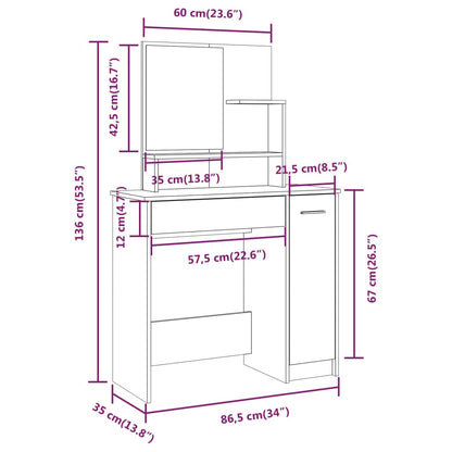 Dressing Table with Mirror Black 86.5x35x136 cm - Bend