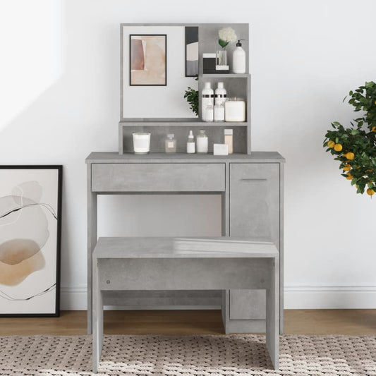 Dressing Table with Mirror Concrete Grey 86.5x35x136 cm - Bend