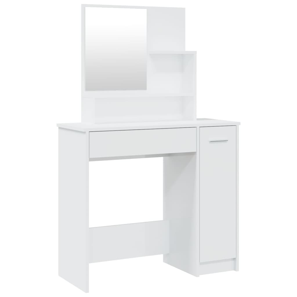 Dressing Table with Mirror High Gloss White 86.5x35x136 cm - Bend