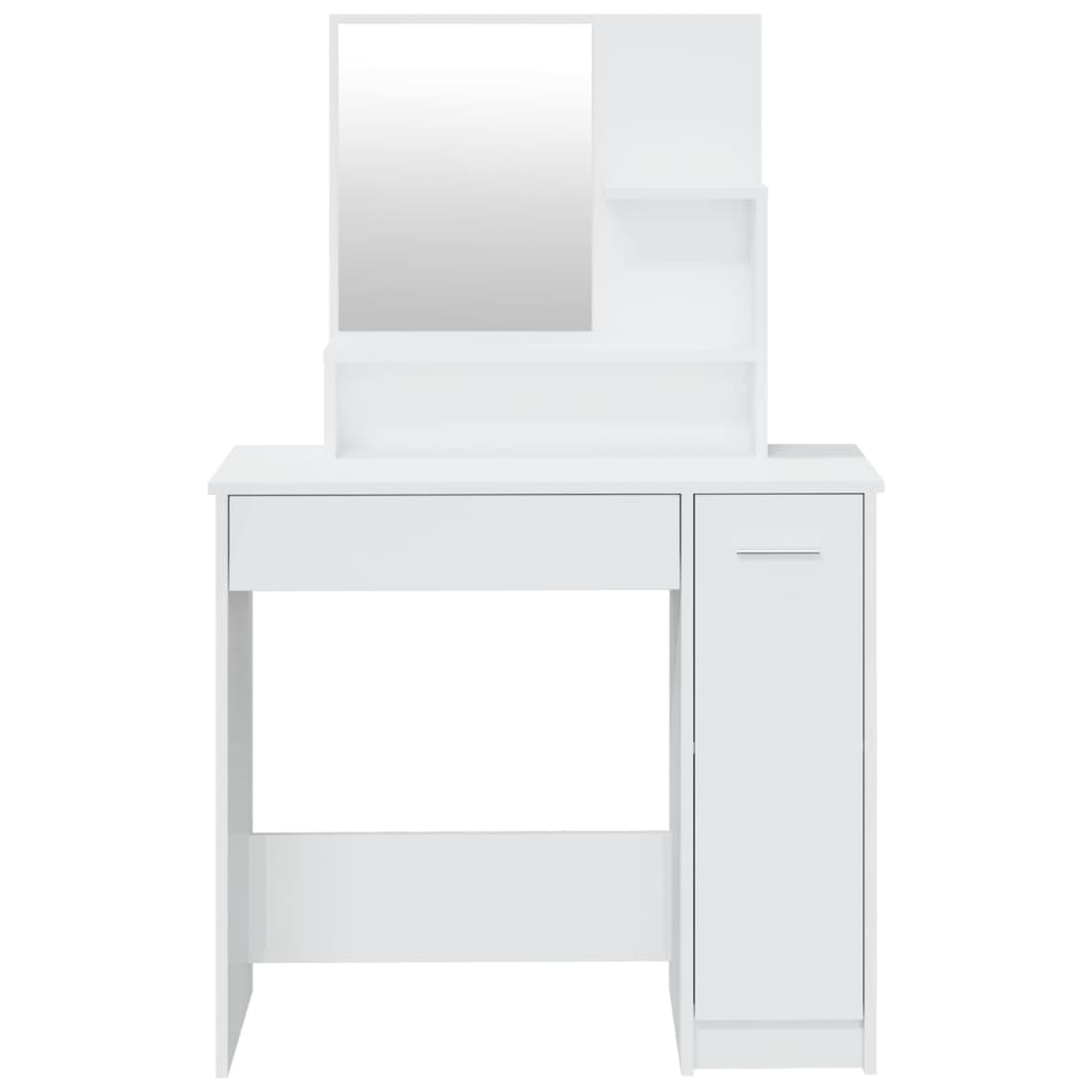 Dressing Table with Mirror High Gloss White 86.5x35x136 cm - Bend