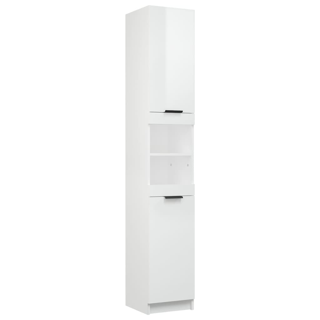 Bathroom Cabinet High Gloss White 32x34x188.5cm Engineered Wood - Bend