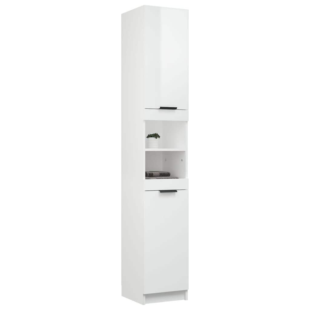 Bathroom Cabinet High Gloss White 32x34x188.5cm Engineered Wood - Bend