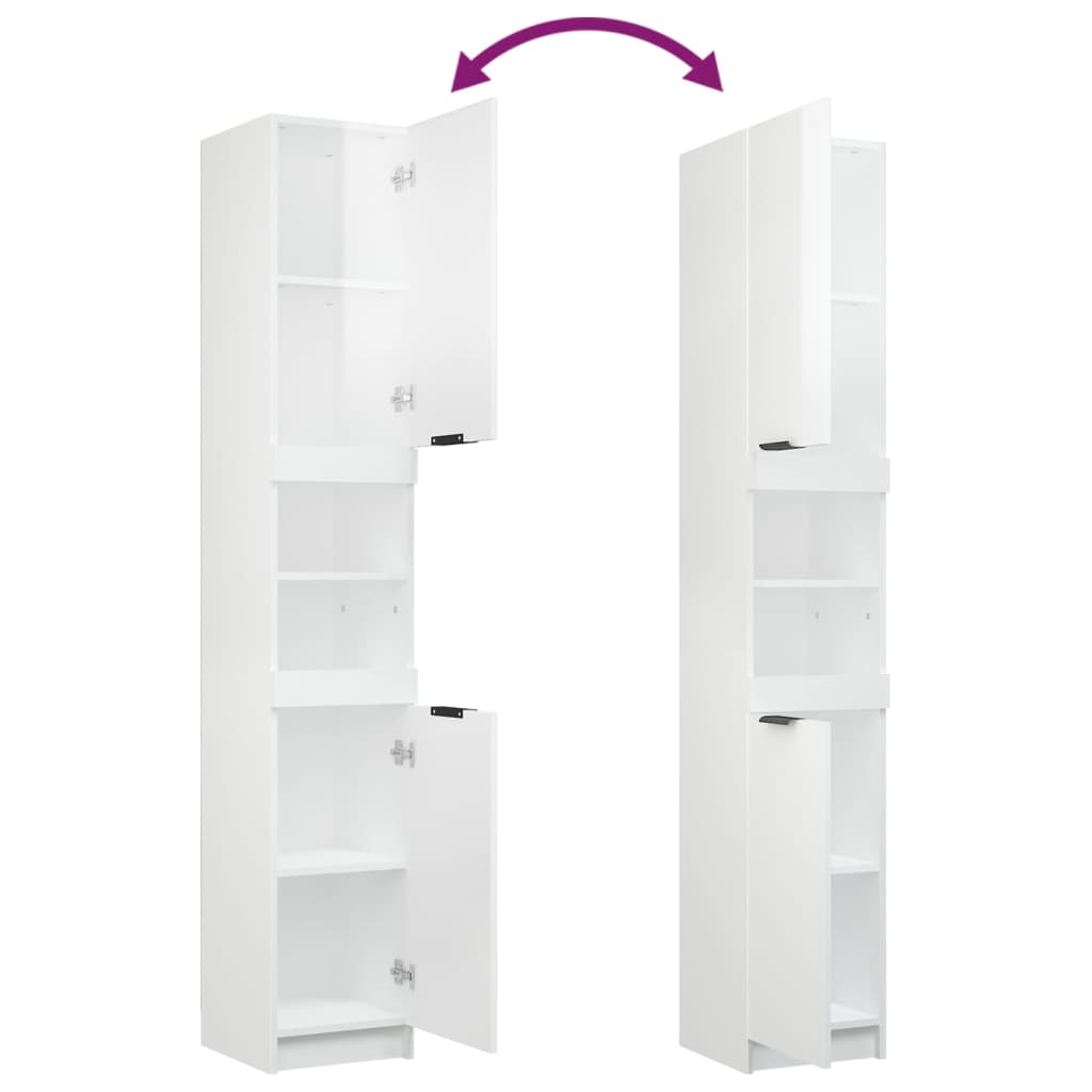 Bathroom Cabinet High Gloss White 32x34x188.5cm Engineered Wood - Bend