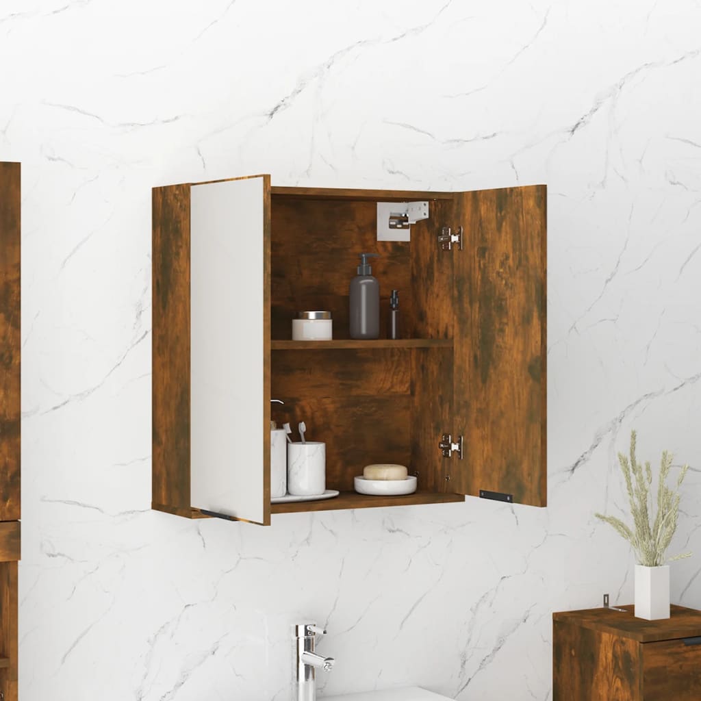 Bathroom Mirror Cabinet Smoked Oak 64x20x67 cm - Bend