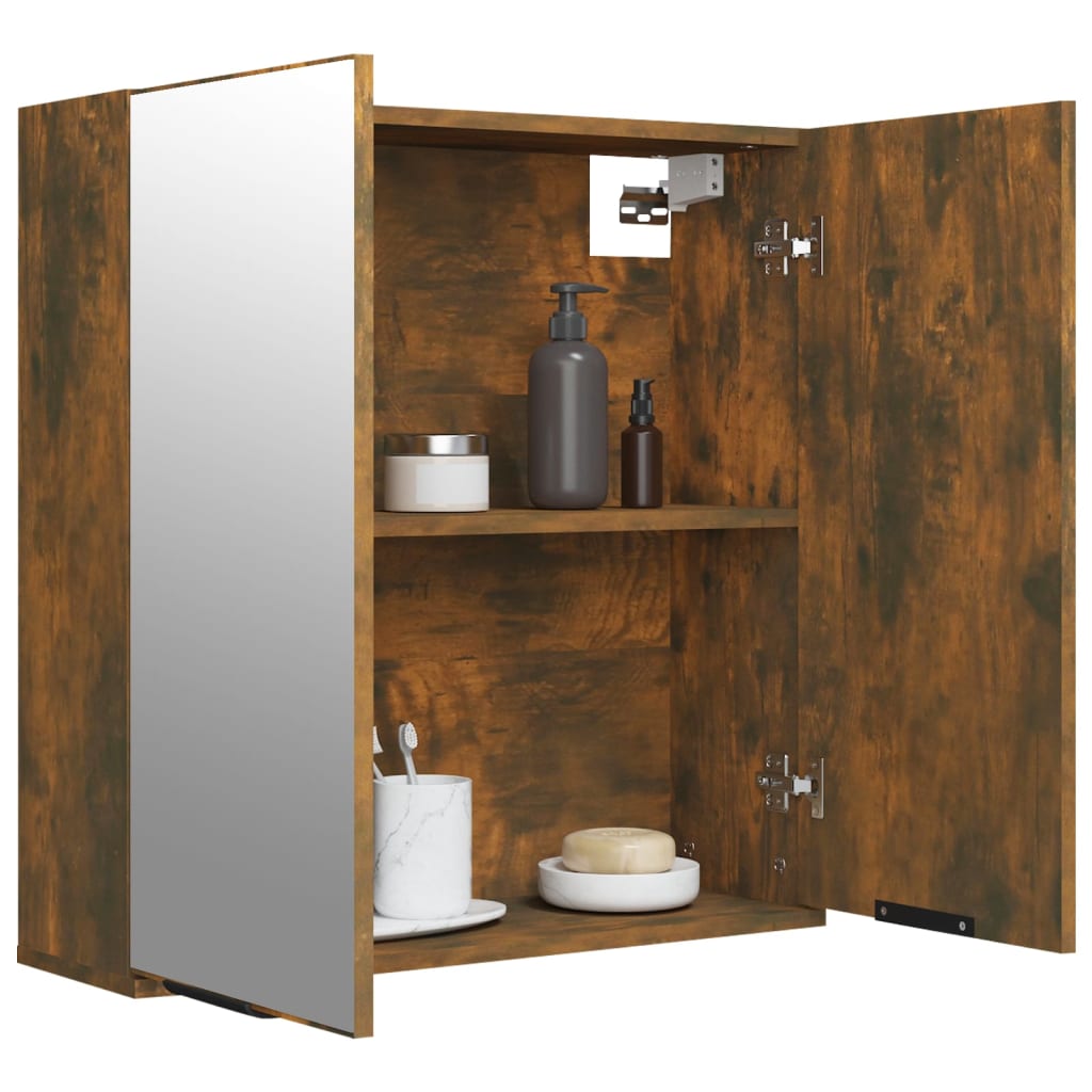 Bathroom Mirror Cabinet Smoked Oak 64x20x67 cm - Bend