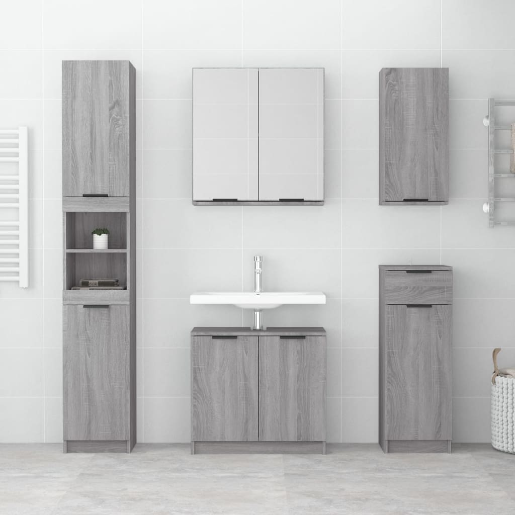 Bathroom Mirror Cabinet Grey Sonoma 64x20x67 cm