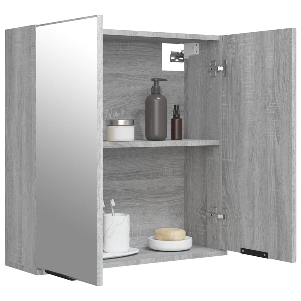 Bathroom Mirror Cabinet Grey Sonoma 64x20x67 cm