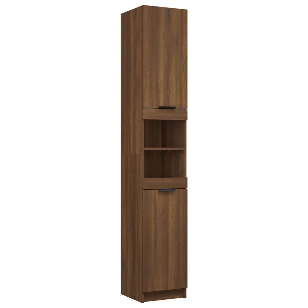 Brown Oak Bathroom Storage Cabinet