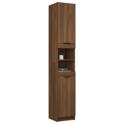 Brown Oak Bathroom Storage Cabinet