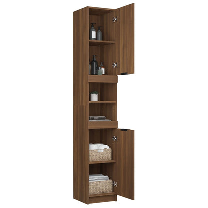 Brown Oak Bathroom Storage Cabinet