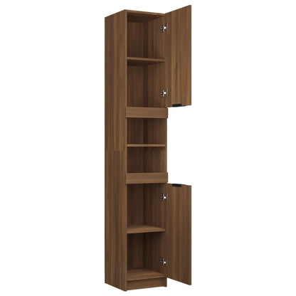 Brown Oak Bathroom Storage Cabinet