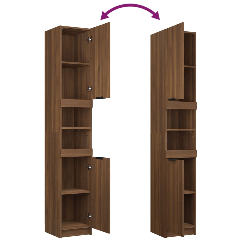 Brown Oak Bathroom Storage Cabinet