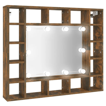 Mirror Cabinet with LED Smoked Oak 91x15x76.5 cm - Bend