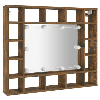 Mirror Cabinet with LED Smoked Oak 91x15x76.5 cm - Bend