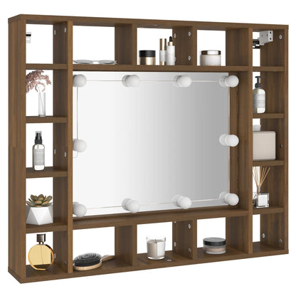 Mirror Cabinet with LED Brown Oak 91x15x76.5 cm - Bend