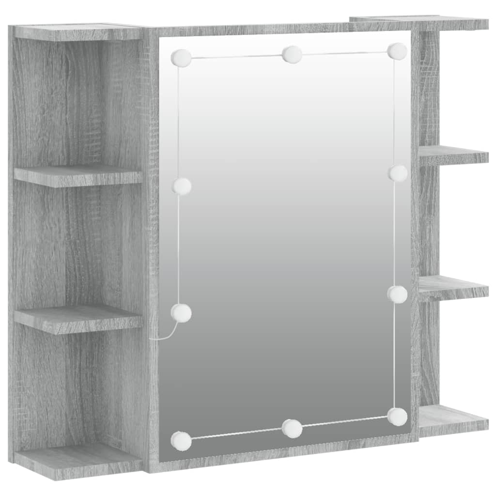 Mirror Cabinet with LED Grey Sonoma 70x16.5x60 cm - Bend