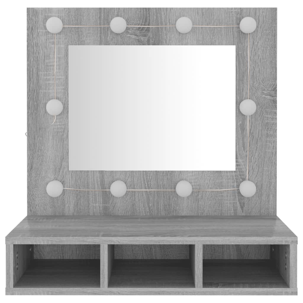 Mirror Cabinet with LED Grey Sonoma 60x31.5x62 cm - Bend