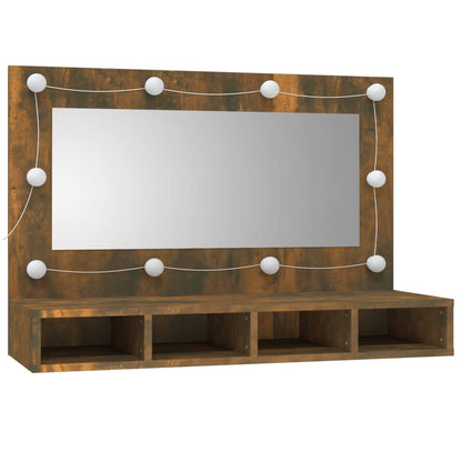 Mirror Cabinet with LED Smoked Oak 90x31.5x62 cm - Bend