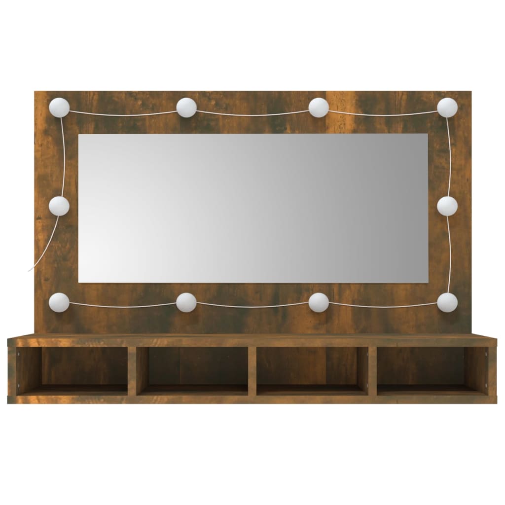 Mirror Cabinet with LED Smoked Oak 90x31.5x62 cm - Bend