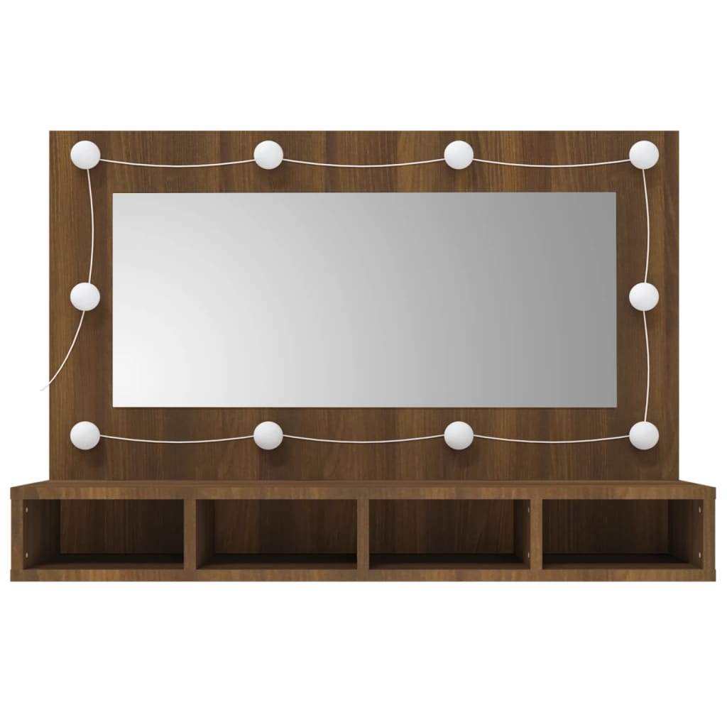 Mirror Cabinet with LED Brown Oak 90x31.5x62 cm - Bend