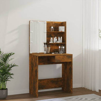 Dressing Table with LED Brown Oak 74.5x40x141 cm - Bend