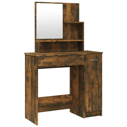 Dressing Table with Mirror Smoked Oak 86.5x35x136 cm - Bend