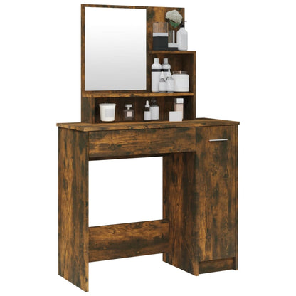 Dressing Table with Mirror Smoked Oak 86.5x35x136 cm - Bend