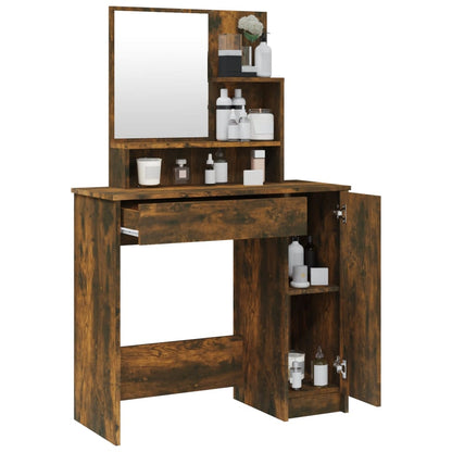 Dressing Table with Mirror Smoked Oak 86.5x35x136 cm - Bend