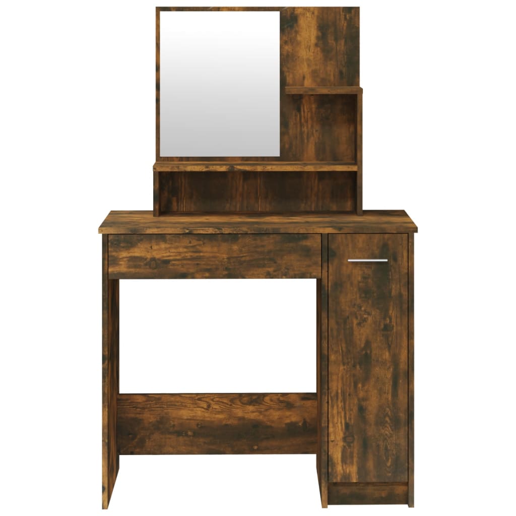 Dressing Table with Mirror Smoked Oak 86.5x35x136 cm - Bend