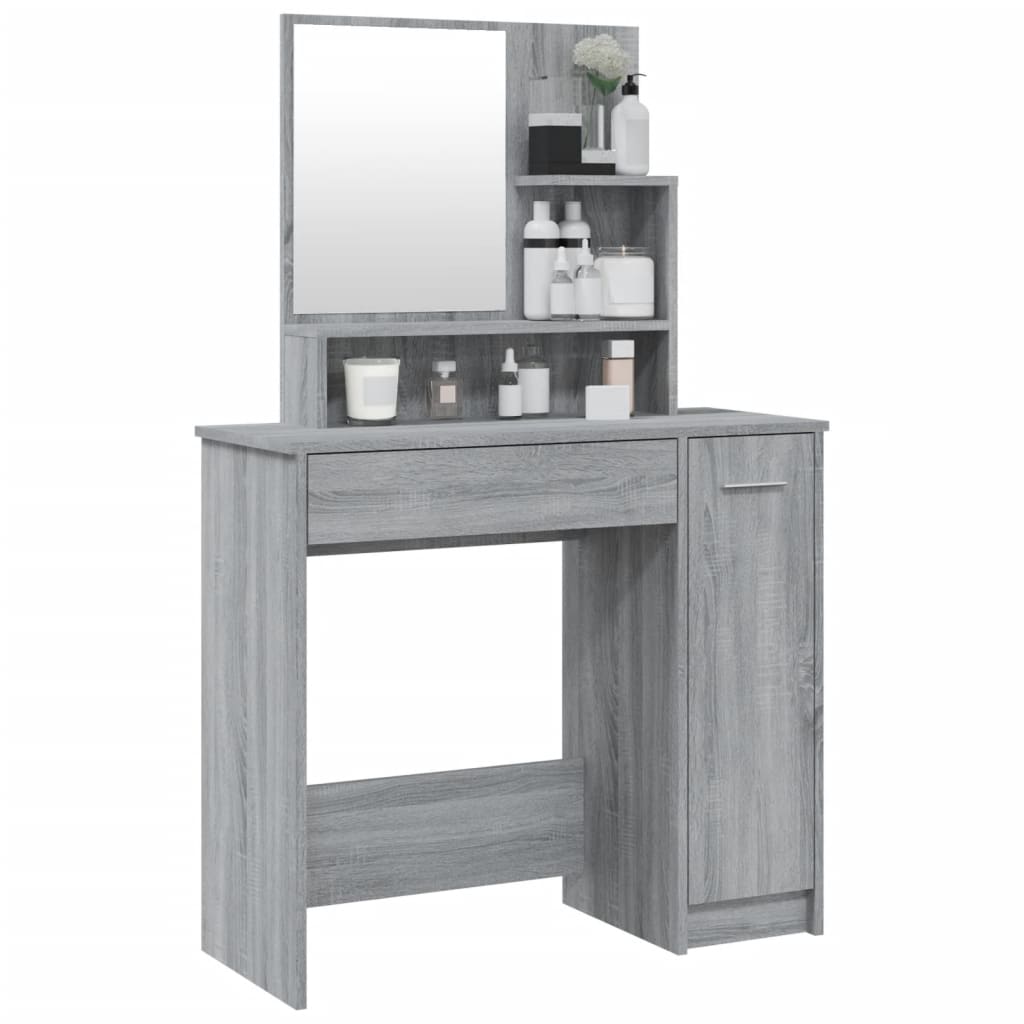 Dressing Table with Mirror Grey Sonoma 86.5x35x136 cm - Bend