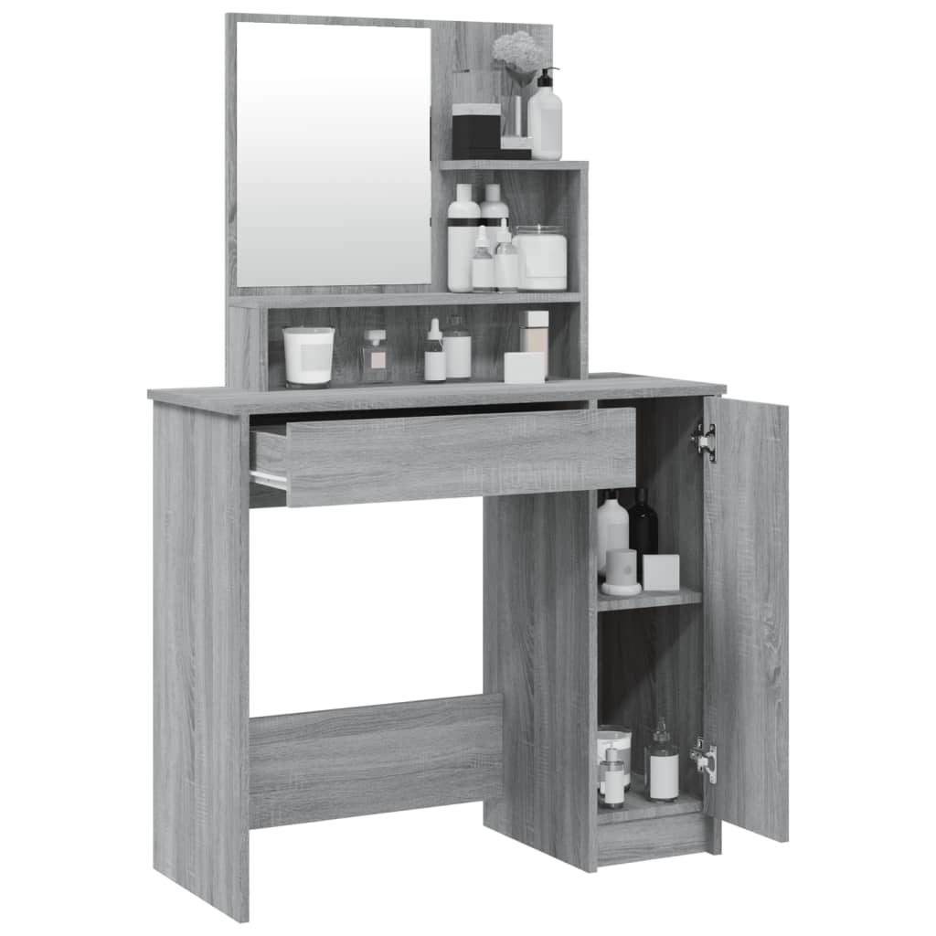 Dressing Table with Mirror Grey Sonoma 86.5x35x136 cm - Bend