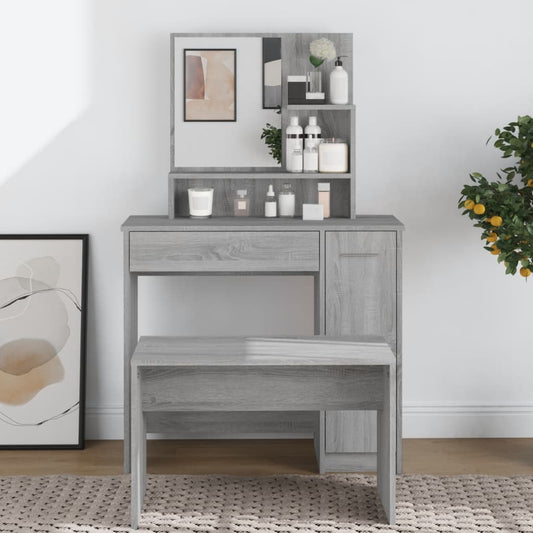 Dressing Table with Mirror Grey Sonoma 86.5x35x136 cm - Bend