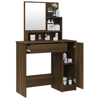 Dressing Table with Mirror Brown Oak 86.5x35x136 cm - Bend