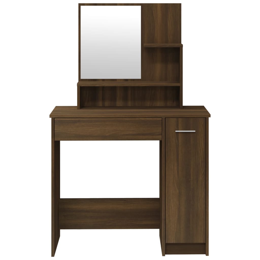 Dressing Table with Mirror Brown Oak 86.5x35x136 cm - Bend