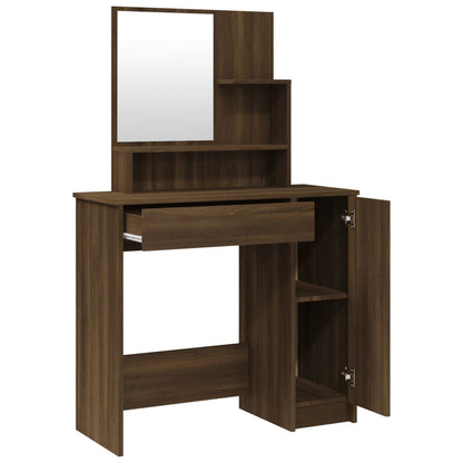 Dressing Table with Mirror Brown Oak 86.5x35x136 cm - Bend