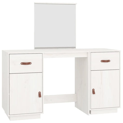 Dressing Table Set with a Mirror White Solid Wood Pine - Bend