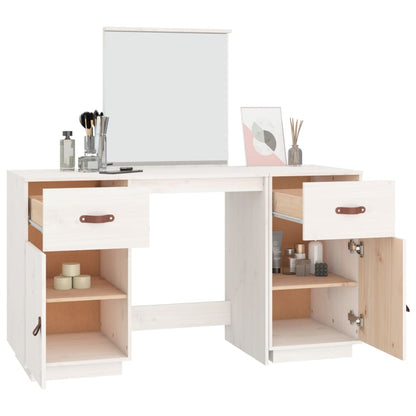 Dressing Table Set with a Mirror White Solid Wood Pine - Bend