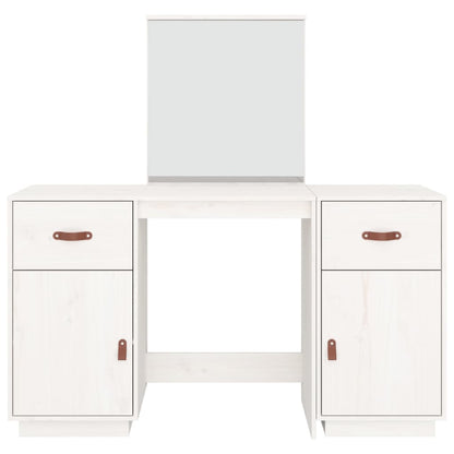 Dressing Table Set with a Mirror White Solid Wood Pine - Bend