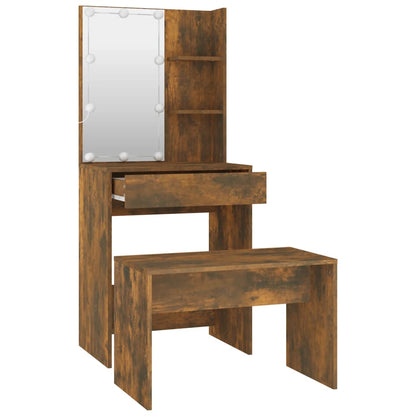 Dressing Table Set with LED Smoked Oak Engineered Wood - Bend