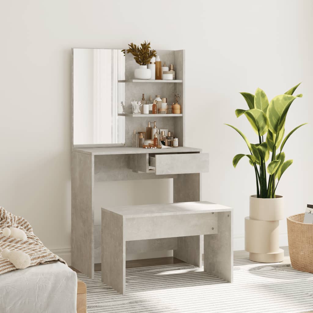 Dressing Table Set Concrete Grey 74.5x40x141 cm - Bend