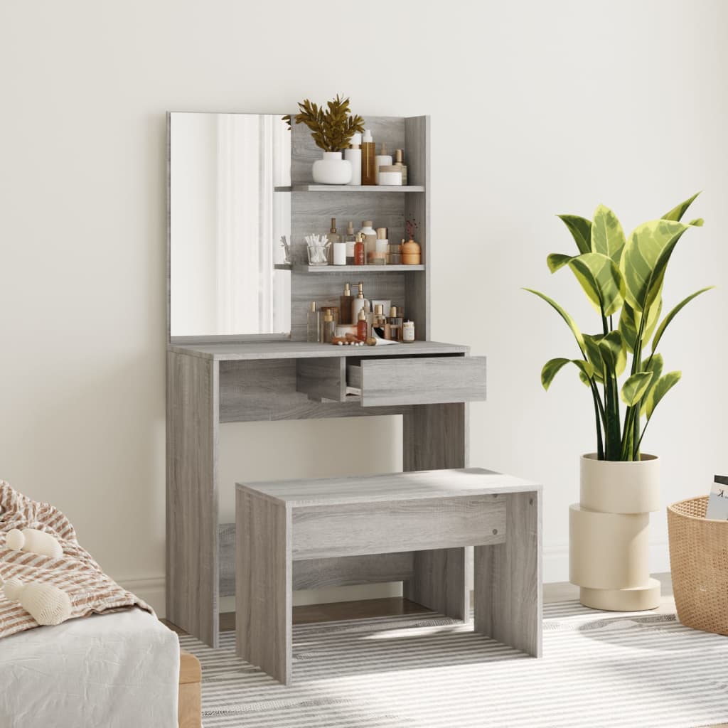 Dressing Table Set Grey Sonoma 74.5x40x141 cm - Bend